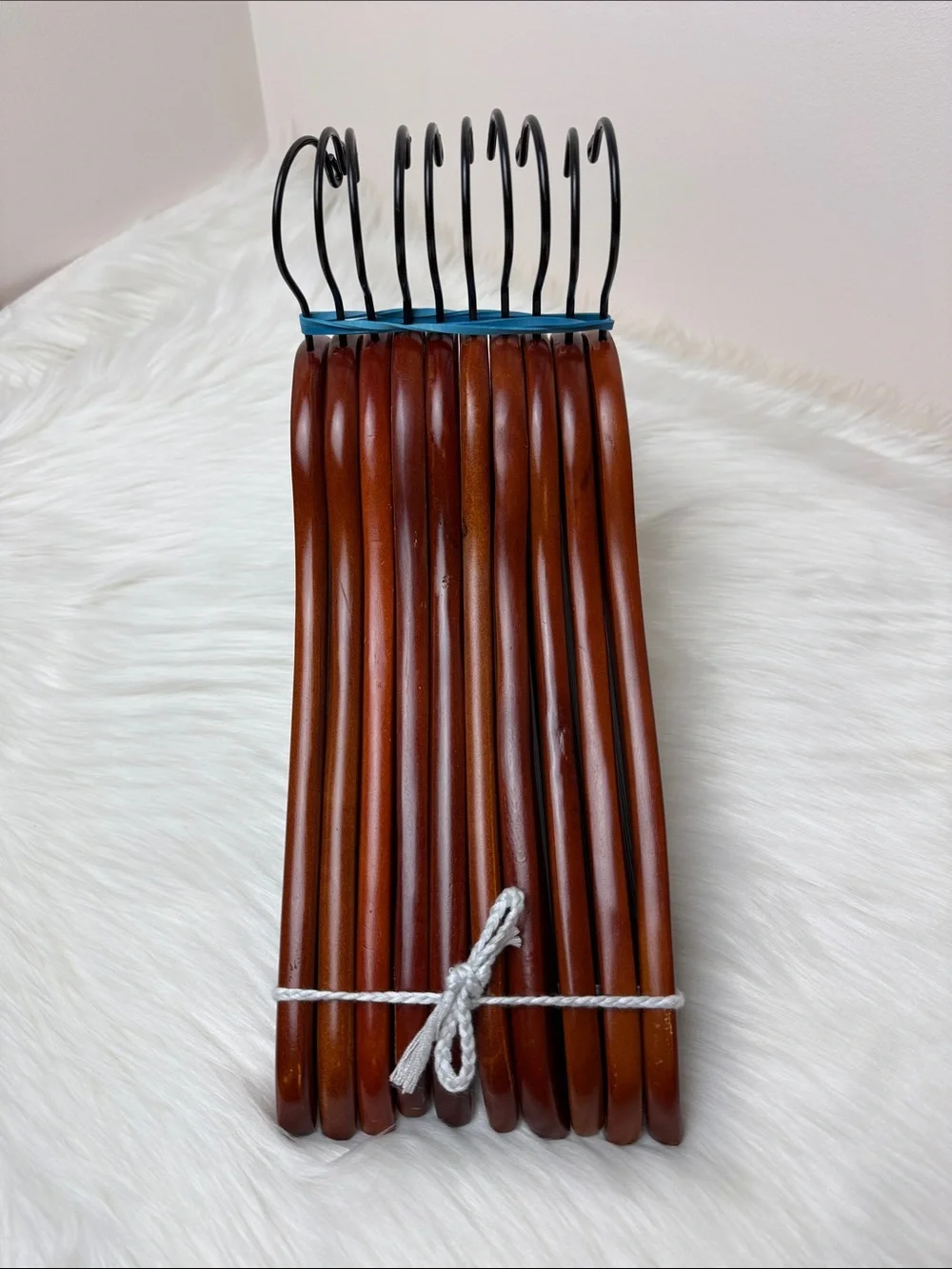 Brookstone Premium Wooden Hangers with Bar in Mahogany  - Set of 10